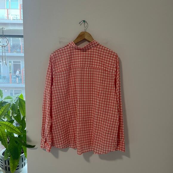 J. Crew Burnt Orange & White Gingham Print Long Sleeve Button Up Size 2X - Picture 7 of 7